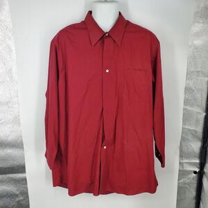 Covington Shirt Mens XL Red Long Sleeve Button Front Dress 17-17.5 32-33 Pocket